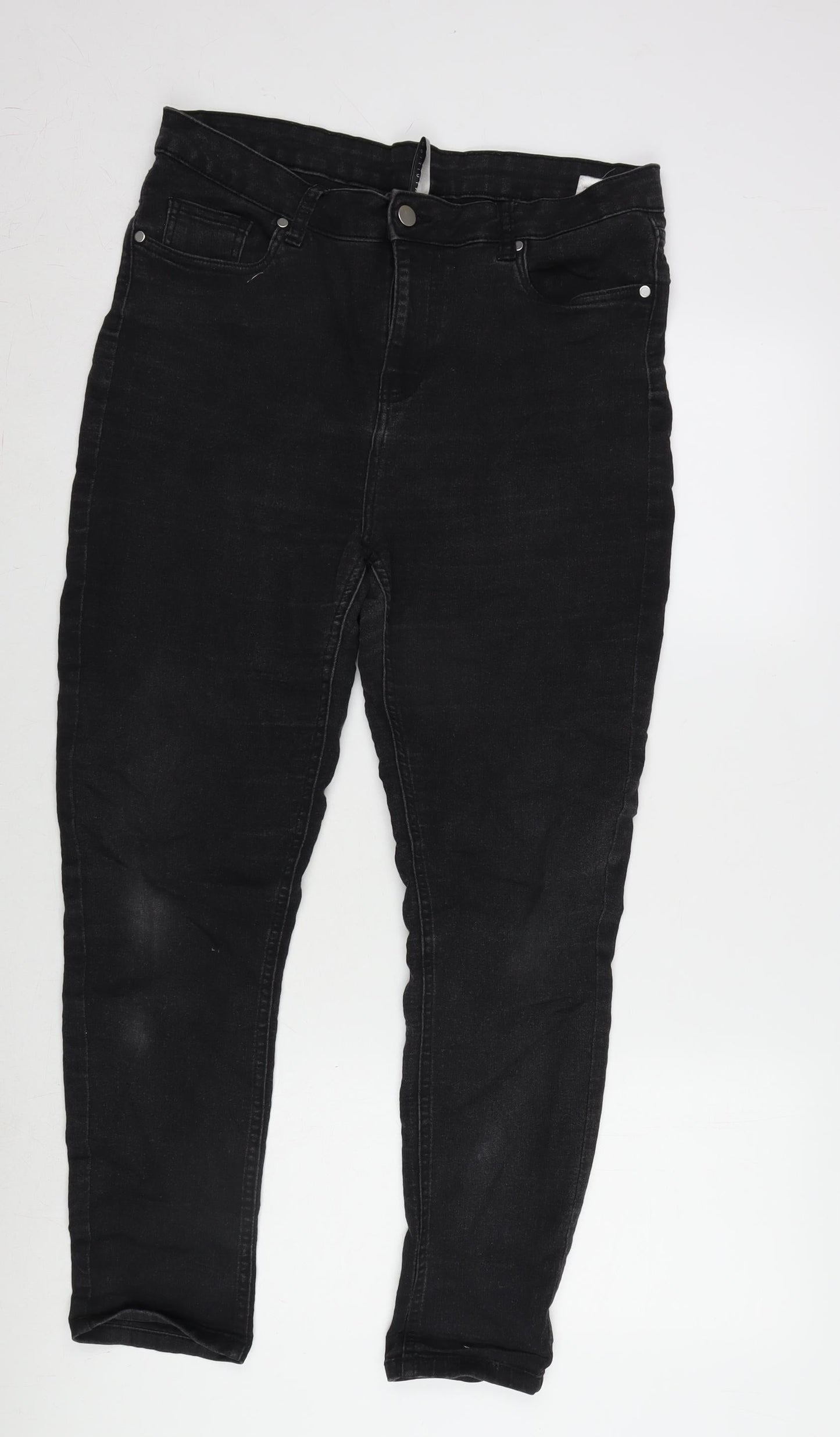 Intuition Womens Grey Cotton Blend Tapered Jeans Size 16 L27 in Regular Zip