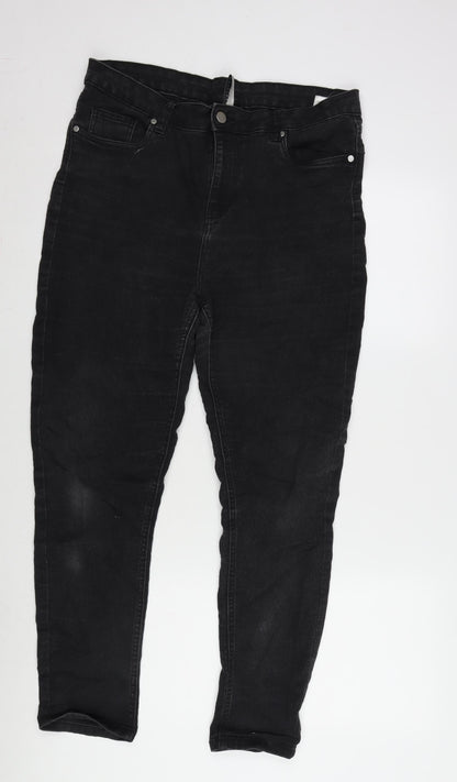 Intuition Womens Grey Cotton Blend Tapered Jeans Size 16 L27 in Regular Zip