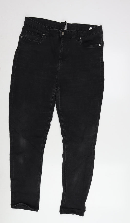 Intuition Womens Grey Cotton Blend Tapered Jeans Size 16 L27 in Regular Zip