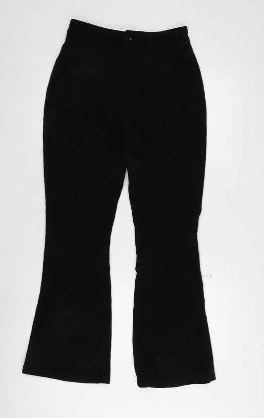 Nasty Gal Womens Black Cotton Trousers Size 8 L30 in Regular Zip