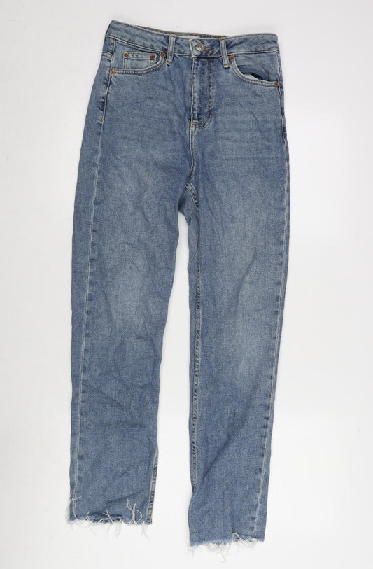 Topshop Womens Blue Cotton Blend Tapered Jeans Size 26 in L28.5 in Regular Zip