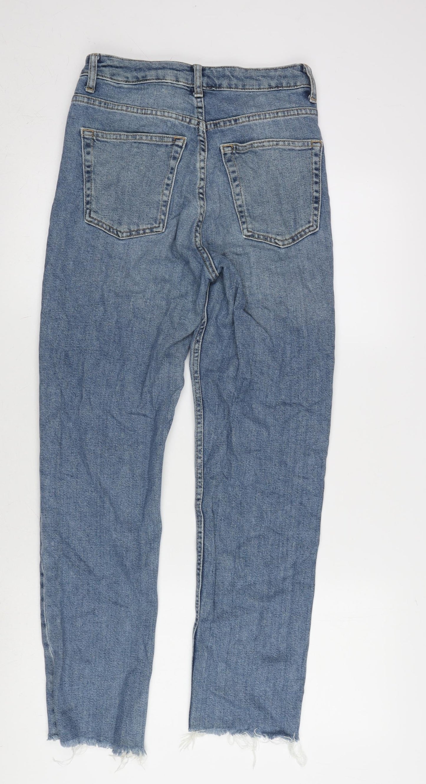 Topshop Womens Blue Cotton Blend Tapered Jeans Size 26 in L28.5 in Regular Zip