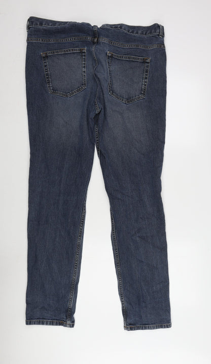 TU Mens Blue Cotton Blend Straight Jeans Size 42 in L34 in Slim Zip