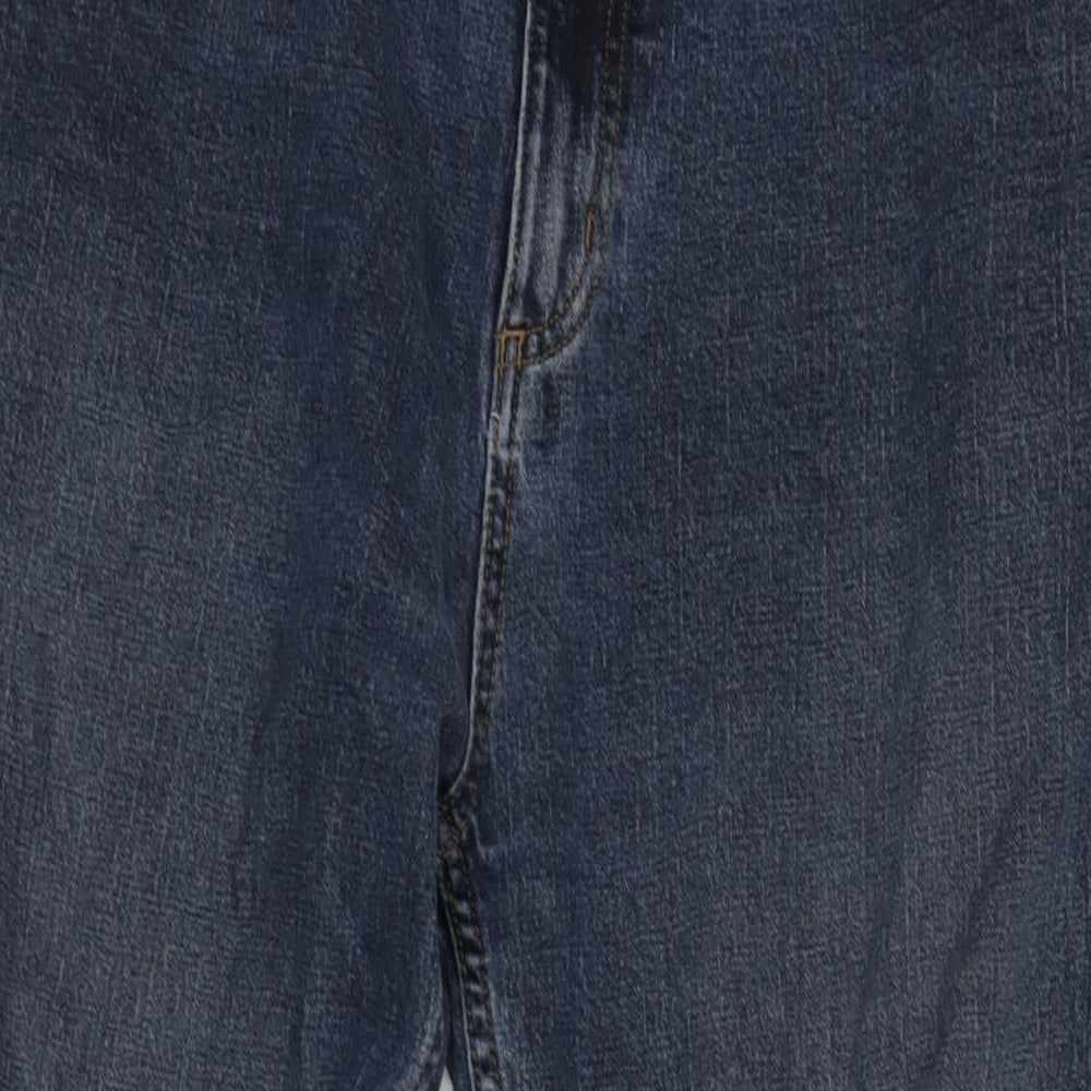 TU Mens Blue Cotton Blend Straight Jeans Size 42 in L34 in Slim Zip