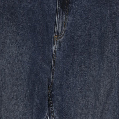 TU Mens Blue Cotton Blend Straight Jeans Size 42 in L34 in Slim Zip