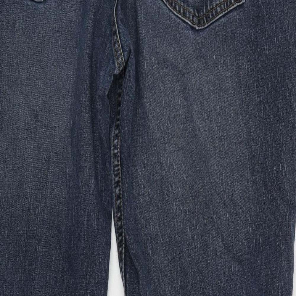 TU Mens Blue Cotton Blend Straight Jeans Size 42 in L34 in Slim Zip