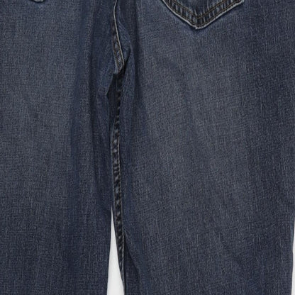 TU Mens Blue Cotton Blend Straight Jeans Size 42 in L34 in Slim Zip