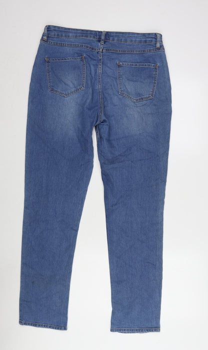 Womens UK Size 14 Denim Regular Fit Straight Blue Jeans
