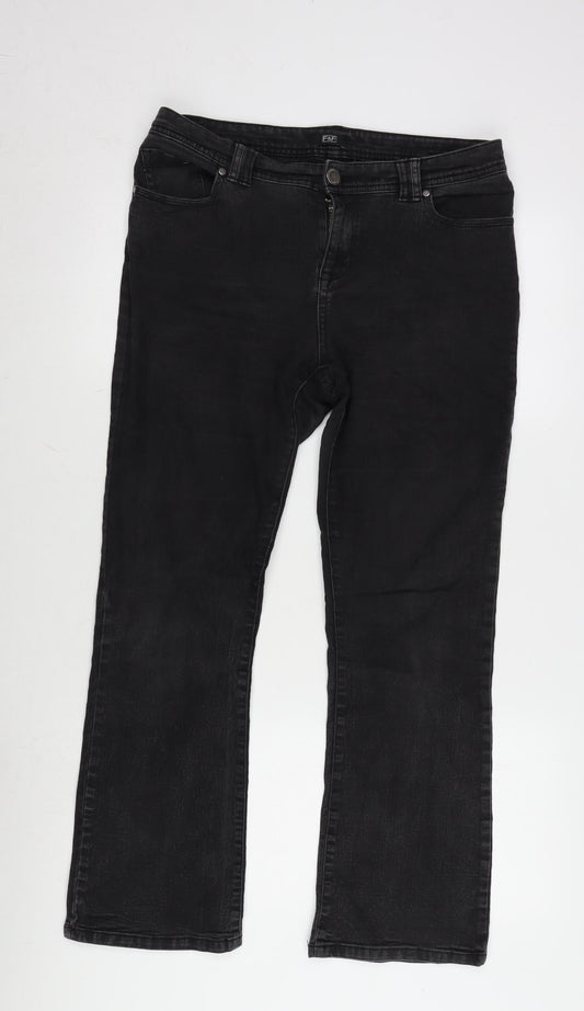 F&F Womens Grey Cotton Blend Bootcut Jeans Size 34 in L28 in Regular Zip