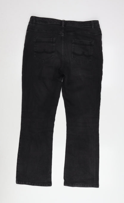 F&F Womens Grey Cotton Blend Bootcut Jeans Size 34 in L28 in Regular Zip