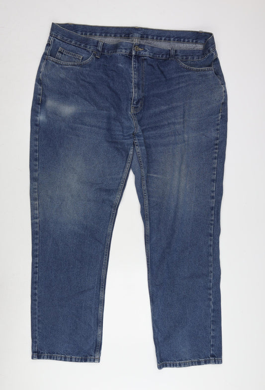 George Mens Blue Cotton Straight Jeans Size 44 in L33 in Regular Zip