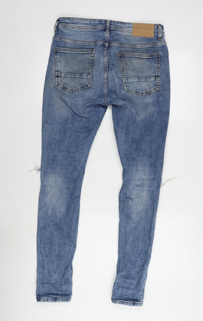 Denim & Co. Mens Blue Cotton Blend Tapered Jeans Size 32 in L32 in Regular Zip