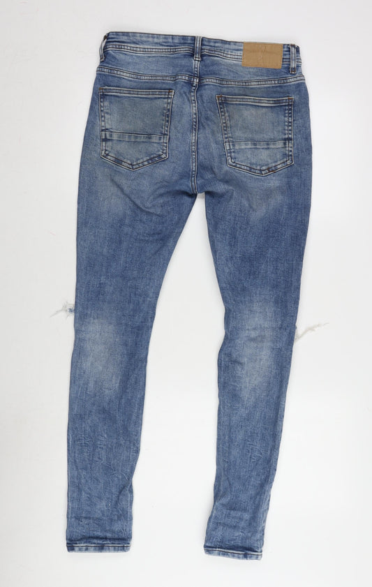 Denim & Co. Mens Blue Cotton Blend Tapered Jeans Size 32 in L32 in Regular Zip