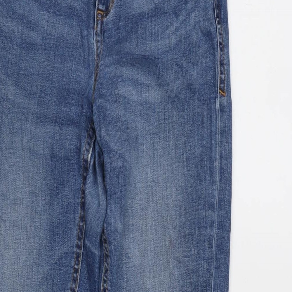 Zara Womens Blue Cotton Blend Tapered Jeans Size 6 L26 in Regular Zip