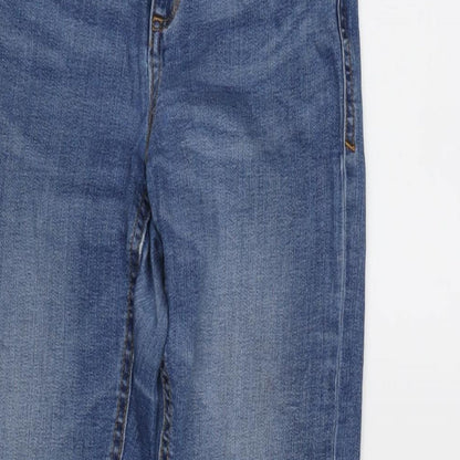 Zara Womens Blue Cotton Blend Tapered Jeans Size 6 L26 in Regular Zip