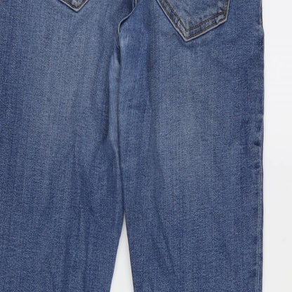 Zara Womens Blue Cotton Blend Tapered Jeans Size 6 L26 in Regular Zip