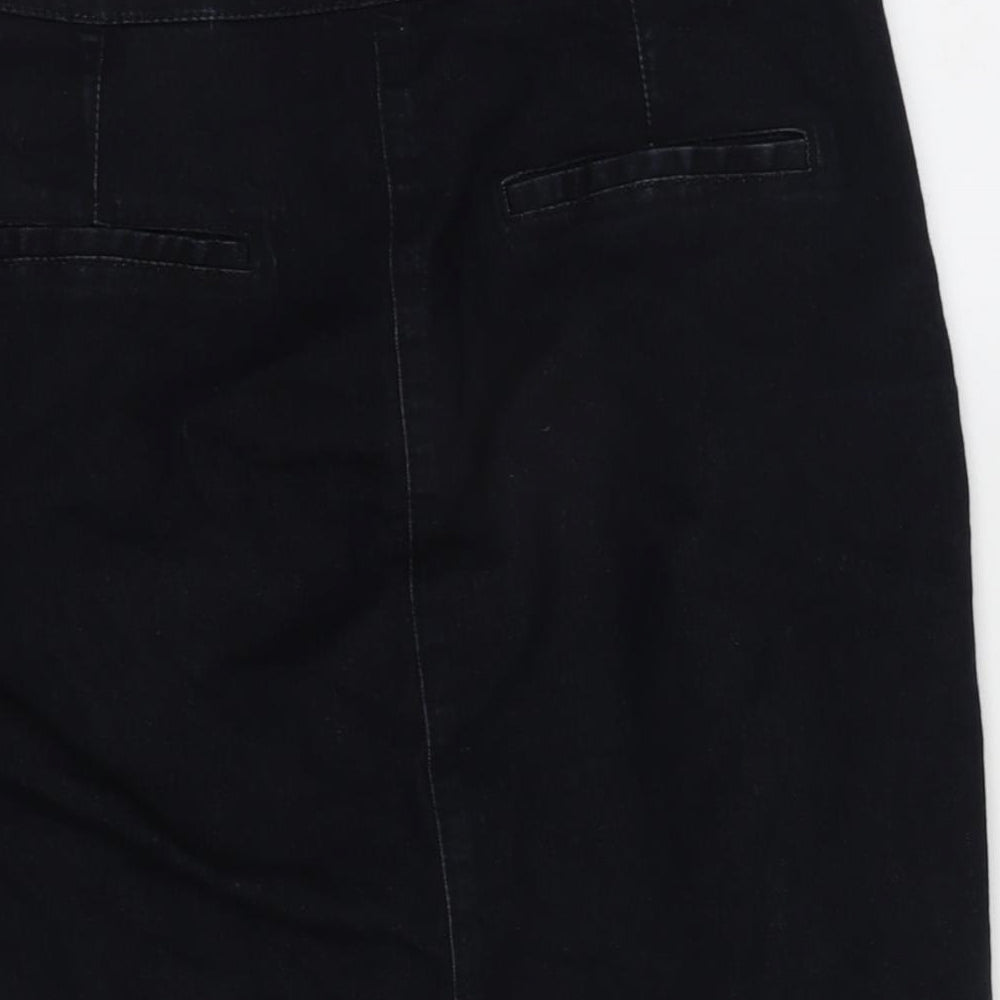 NEXT Womens Blue Cotton A-Line Skirt Size 10 Zip - Vent To Front