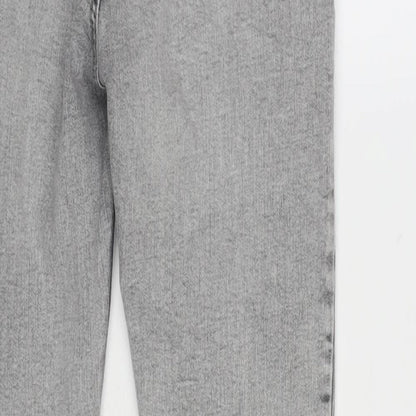 Denim & Co. Womens Grey Cotton Blend Tapered Jeans Size 10 L28 in Regular Zip