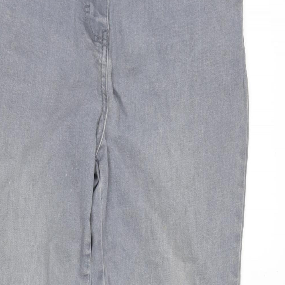 TU Womens Grey Cotton Blend Skinny Jeans Size 14 L28 in Extra-Slim Zip