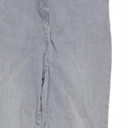 TU Womens Grey Cotton Blend Skinny Jeans Size 14 L28 in Extra-Slim Zip