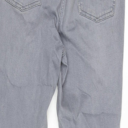 TU Womens Grey Cotton Blend Skinny Jeans Size 14 L28 in Extra-Slim Zip