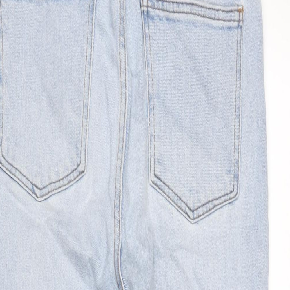 Denim & Co. Womens Blue Cotton Blend Straight Jeans Size 10 L25.5 in Regular Zip - Raw Hem