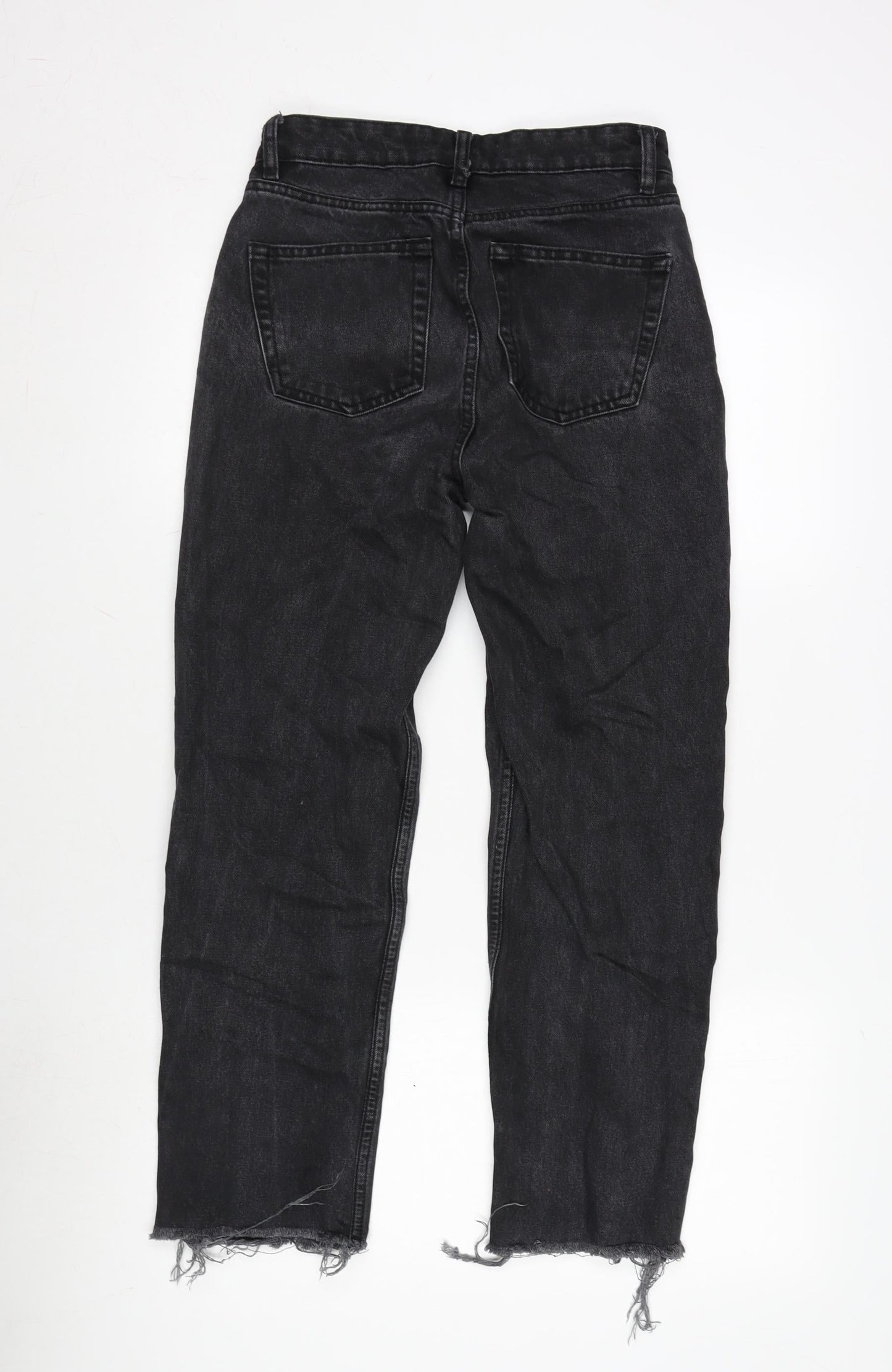 Denim & Co. Womens Grey Cotton Blend Straight Jeans Size 6 L25 in Regular Zip - Raw Hem