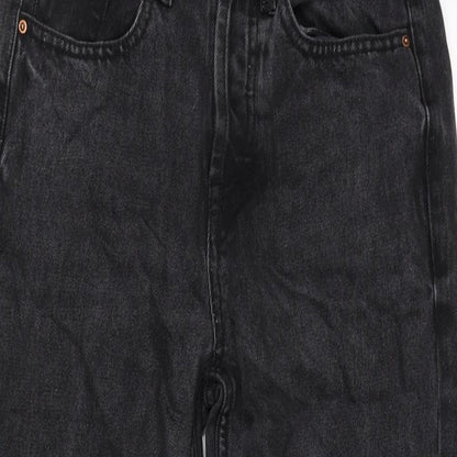 Denim & Co. Womens Grey Cotton Blend Straight Jeans Size 6 L25 in Regular Zip - Raw Hem