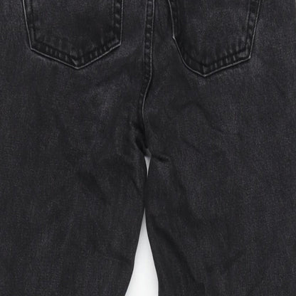 Denim & Co. Womens Grey Cotton Blend Straight Jeans Size 6 L25 in Regular Zip - Raw Hem