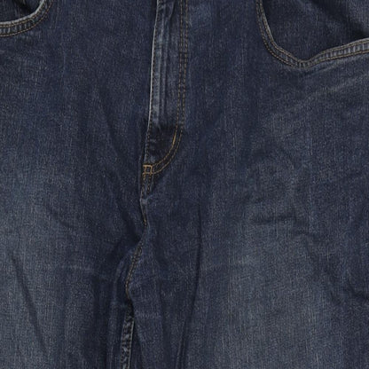TU Mens Blue Cotton Blend Straight Jeans Size 40 in L30 in Regular Zip