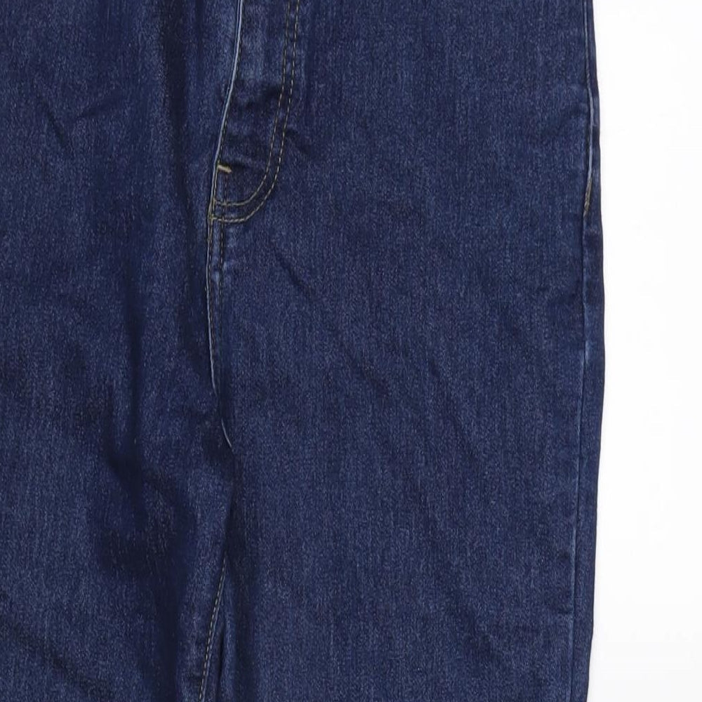 Boohoo Womens Blue Cotton Blend Straight Jeans Size 10 L27 in Regular Zip