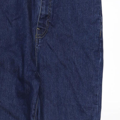 Boohoo Womens Blue Cotton Blend Straight Jeans Size 10 L27 in Regular Zip