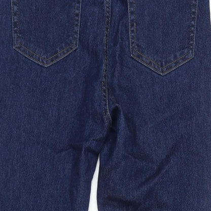 Boohoo Womens Blue Cotton Blend Straight Jeans Size 10 L27 in Regular Zip