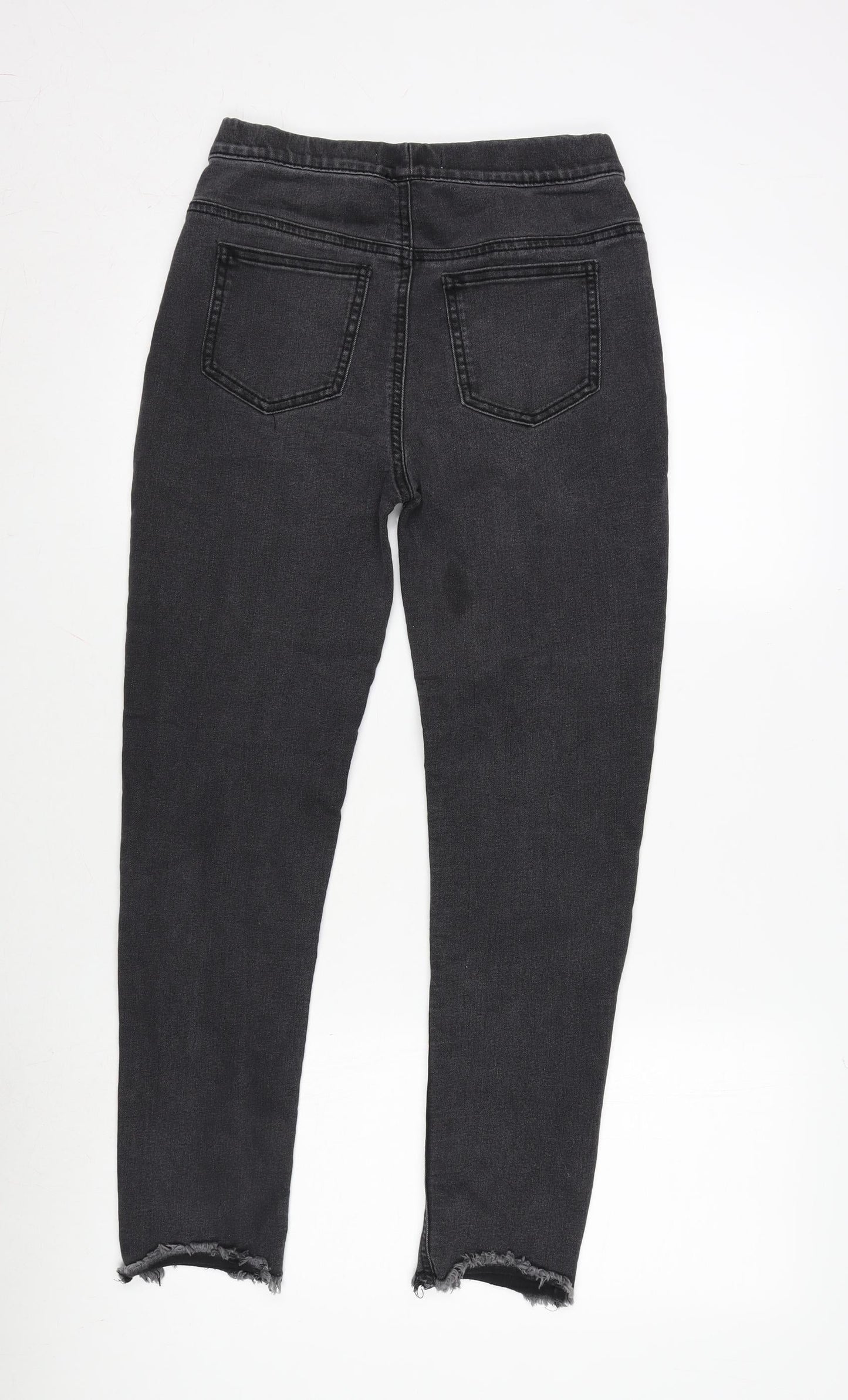 Denim & Co. Girls Grey Cotton Jegging Jeans Size 13-14 Years L26 in Regular - Distressed-Raw Hem