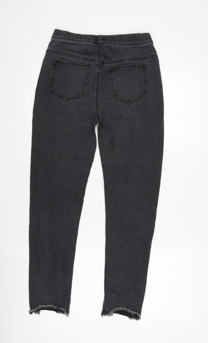 Denim & Co. Girls Grey Cotton Jegging Jeans Size 13-14 Years L26 in Regular - Distressed-Raw Hem