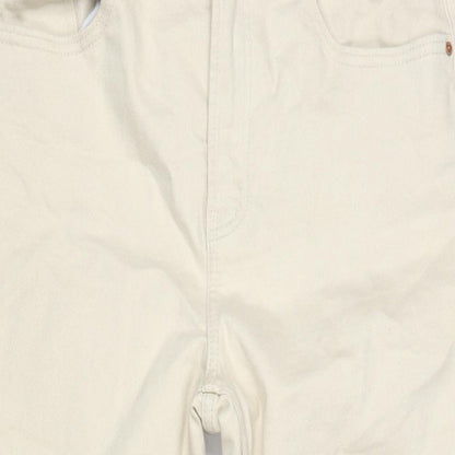 Denim & Co. Womens Beige Cotton Blend Straight Jeans Size 14 L27 in Regular Zip