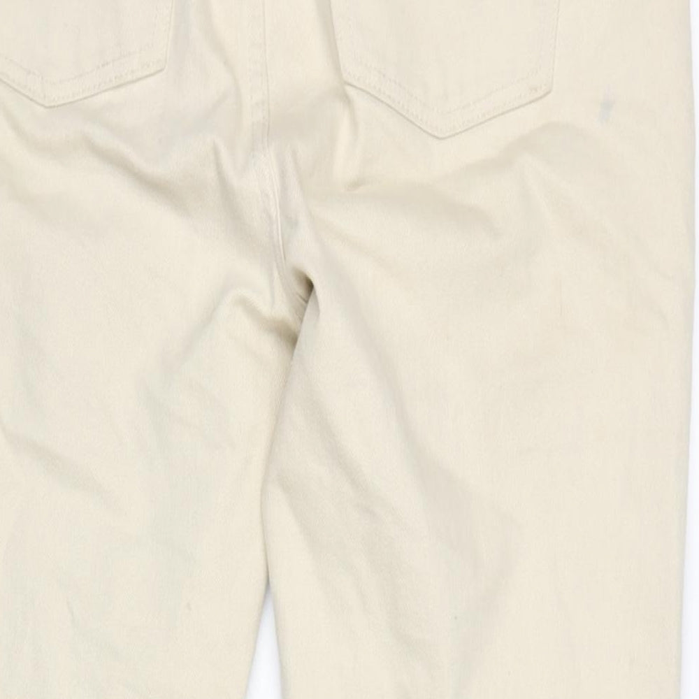 Denim & Co. Womens Beige Cotton Blend Straight Jeans Size 14 L27 in Regular Zip