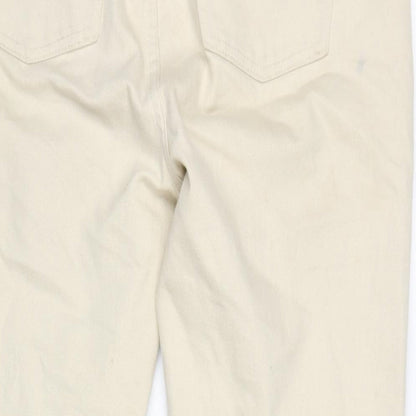 Denim & Co. Womens Beige Cotton Blend Straight Jeans Size 14 L27 in Regular Zip