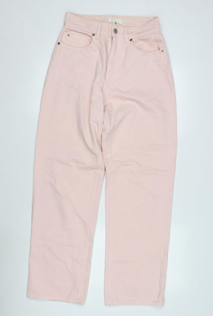 Womens UK Size 10 H&M Regular Fit Wide-Leg Pink Jeans