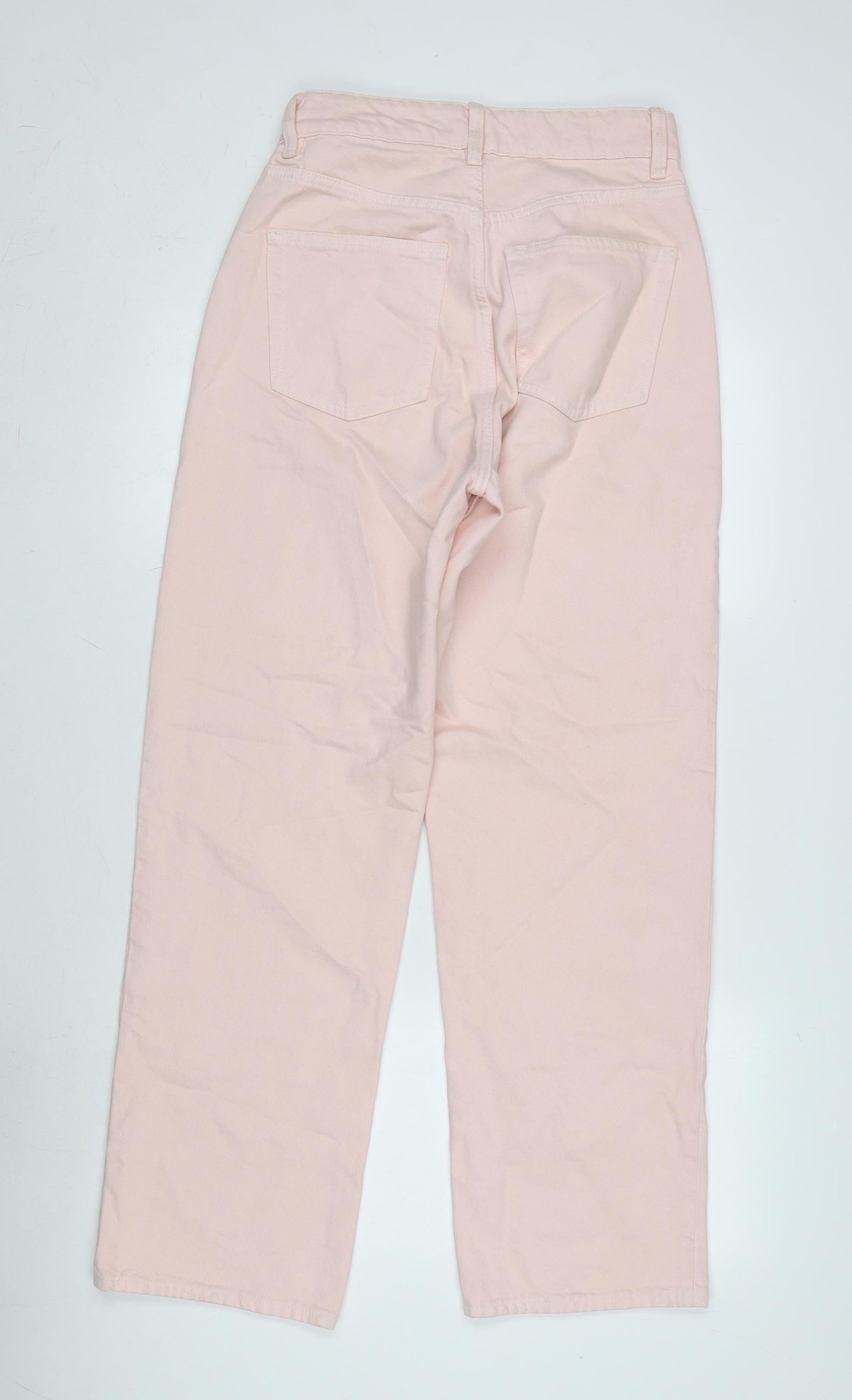 Womens UK Size 10 H&M Regular Fit Wide-Leg Pink Jeans