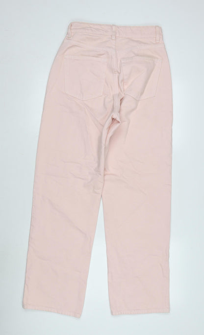 Womens UK Size 10 H&M Regular Fit Wide-Leg Pink Jeans
