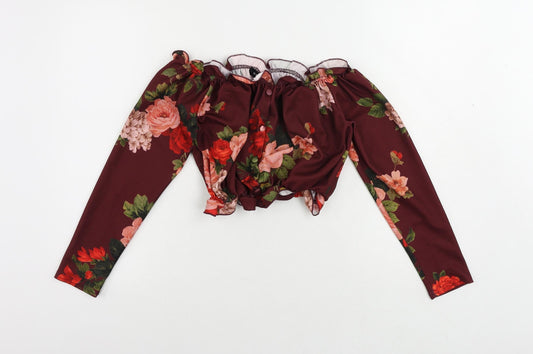 Womens UK Size 12 New Look Red Cropped Blouse