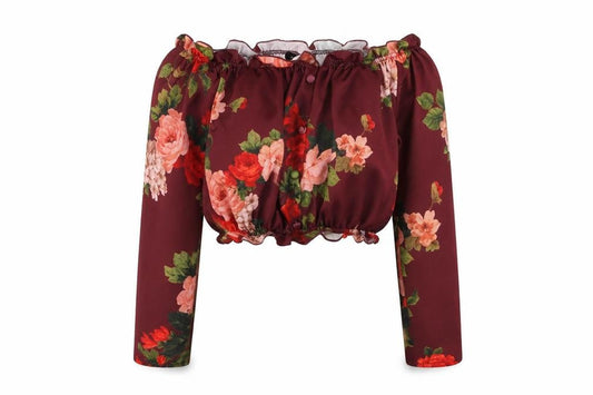 Womens UK Size 12 New Look Red Cropped Blouse