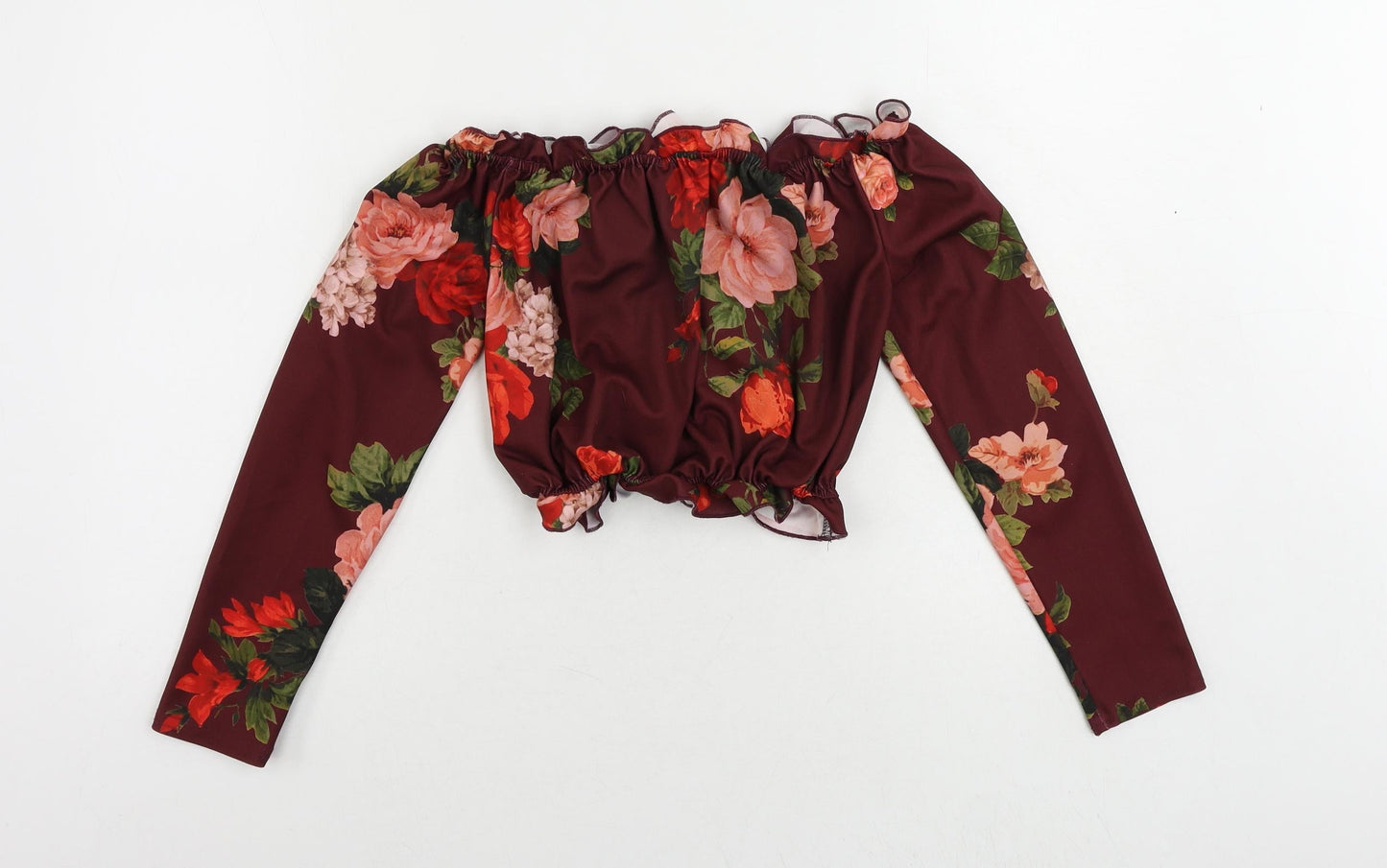 Womens UK Size 12 New Look Red Cropped Blouse