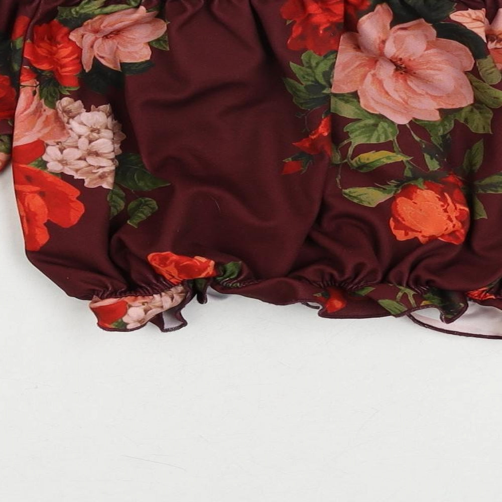 Womens UK Size 12 New Look Red Cropped Blouse