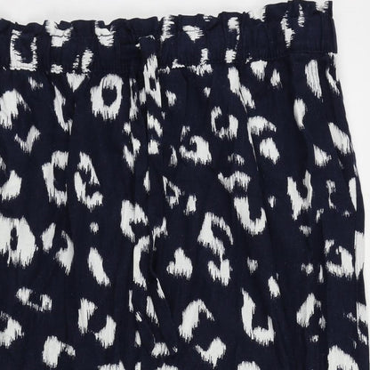Marks and Spencer Womens Blue Animal Print Linen Straight & Pencil Skirt Size 24 Drawstring - Pockets
