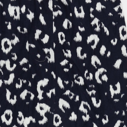 Marks and Spencer Womens Blue Animal Print Linen Straight & Pencil Skirt Size 24 Drawstring - Pockets