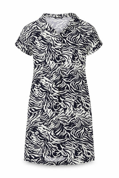 Marks and Spencer Womens Blue Animal Print Viscose Shirt Dress Size 6 Collared Pullover