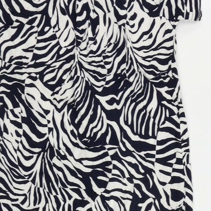 Marks and Spencer Womens Blue Animal Print Viscose Shirt Dress Size 6 Collared Pullover