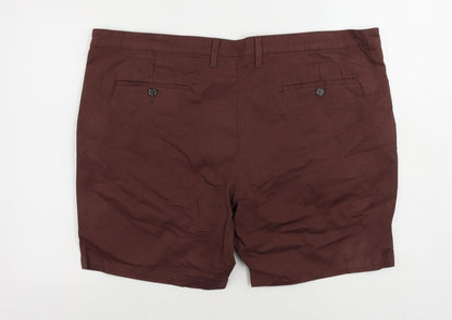 Marks and Spencer Mens Brown Cotton Chino Shorts Size 44 in L8 in Regular Zip